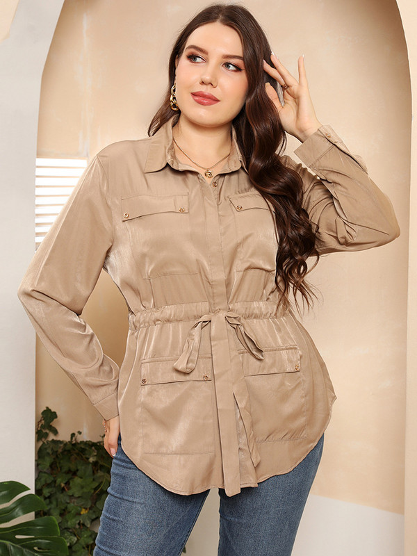 2022. gada liela izmēra biroja jaka ar atlokiem sievietēm Ikdienas sieviešu virsjaka ar garām piedurknēm Modes biznesa kreklu jakas