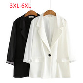 Liels sieviešu 2022. gada vasaras jauns modes temperaments, braukšana uz darbu un mājām, liela izmēra dimanta plāns uzvalka mētelis 3XL 4XL 5XL 6xl