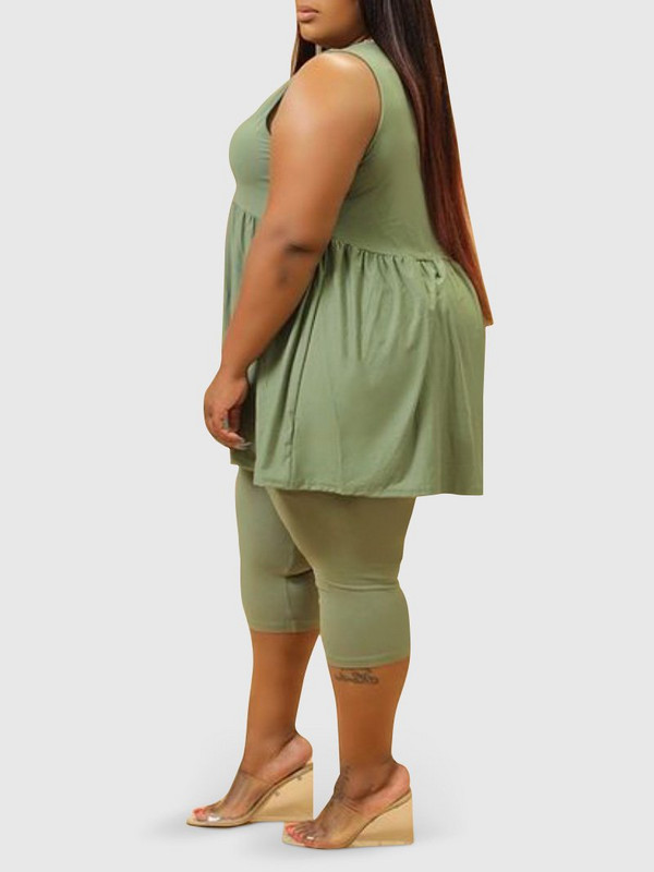 Plisēti modes vasaras tērpi ar apkakli un šorti liela izmēra divdaļīgs komplekts ikdienišķs vienkrāsains vairumtirdzniecība dropshipping