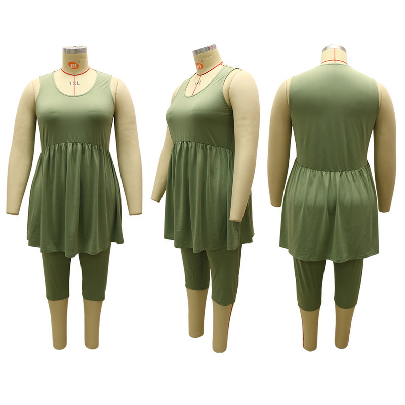 Plisēti modes vasaras tērpi ar apkakli un šorti liela izmēra divdaļīgs komplekts ikdienišķs vienkrāsains vairumtirdzniecība dropshipping