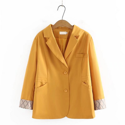 Liela izmēra sieviešu 9/10 piedurknes, melni zaļi bleizeri Sieviešu V veida kakla izgriezuma biroja apģērbs ar pogu uz augšu pavasara rudens virsdrēbes