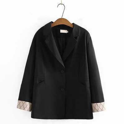 Liela izmēra sieviešu 9/10 piedurknes, melni zaļi bleizeri Sieviešu V veida kakla izgriezuma biroja apģērbs ar pogu uz augšu pavasara rudens virsdrēbes