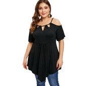 Brīvi sieviešu lielizmēra tunikas topi Ielas valkāšanai no pleciem, dobi, neregulāra apakšmala Tees sieviešu apģērbi liela izmēra 3XL 4XL 5XL