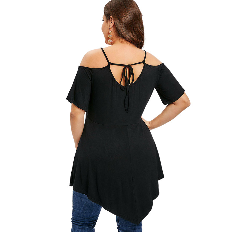 Brīvi sieviešu lielizmēra tunikas topi Ielas valkāšanai no pleciem, dobi, neregulāra apakšmala Tees sieviešu apģērbi liela izmēra 3XL 4XL 5XL