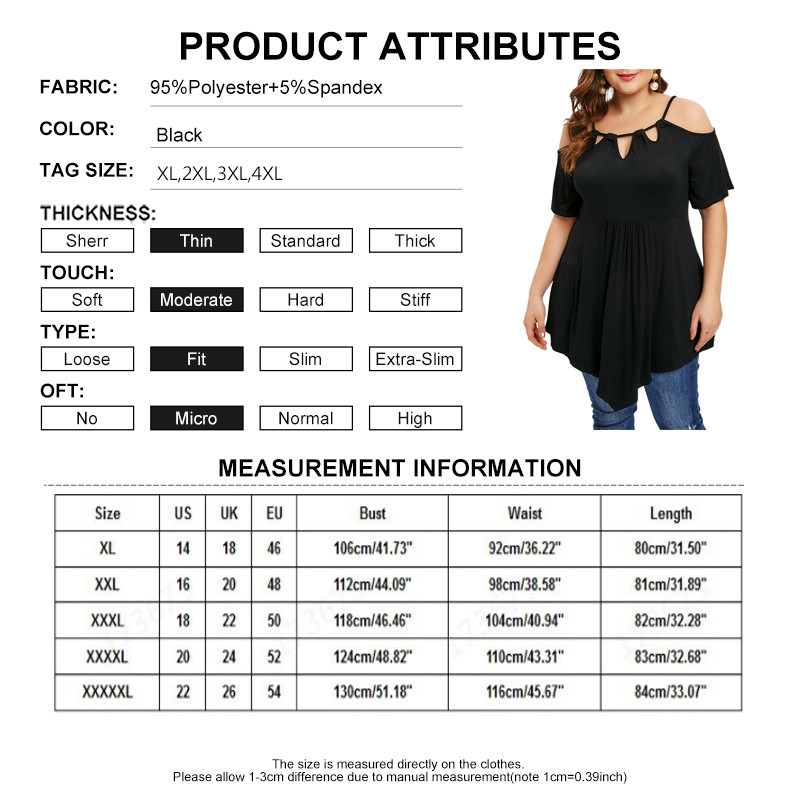 Brīvi sieviešu lielizmēra tunikas topi Ielas valkāšanai no pleciem, dobi, neregulāra apakšmala Tees sieviešu apģērbi liela izmēra 3XL 4XL 5XL