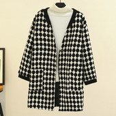 2022. gada ziemas kašmira vilnas mētelis, liela izmēra 4 xl sieviešu apģērbs, ar V-veida kakla pārklājumu ar pogu Argyle garais ārējais apģērbs