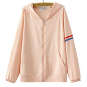 Liela izmēra jaka sievietēm 2023. gada pavasara vasara ar kapuci, svītru saules aizsardzības mētelis, brīvs virsdrēbes, liela izmēra, izliektas drēbes E2-821