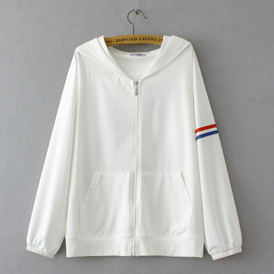 Liela izmēra jaka sievietēm 2023. gada pavasara vasara ar kapuci, svītru saules aizsardzības mētelis, brīvs virsdrēbes, liela izmēra, izliektas drēbes E2-821