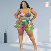 Sling Lielizmēra Sieviešu apģērbi Seksīgi svārki Divu gabalu komplekti Virs ceļgala Apdruka Ruffs Mode Ikdienas vairumtirdzniecība Dropshipping