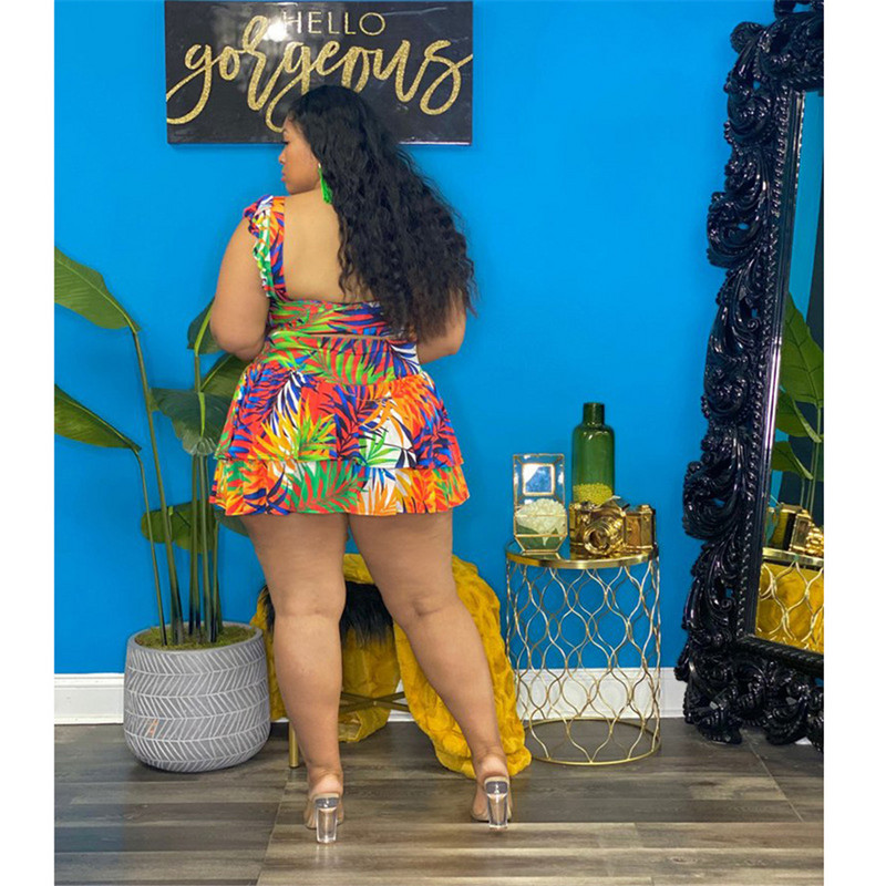 Sling Lielizmēra Sieviešu apģērbi Seksīgi svārki Divu gabalu komplekti Virs ceļgala Apdruka Ruffs Mode Ikdienas vairumtirdzniecība Dropshipping