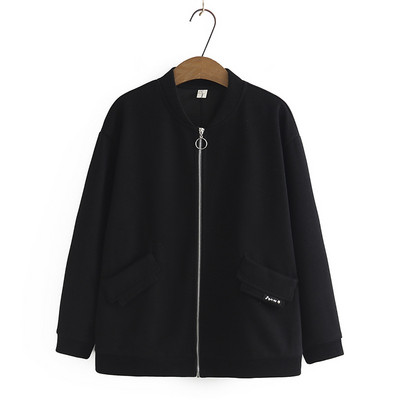 4XL Liela izmēra jaka ar rāvējslēdzēju sievietēm 2023. gada pavasara marķējums beisbola formas tērps ar garām piedurknēm, virsdrēbes lielizmēra izliektas drēbes