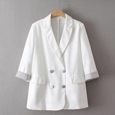 Liela izmēra sieviešu uzvalka jaka pavasara un rudens plānas daļas uzvalks apkakles atloks ar septiņu punktu piedurknēm jaka XL-4XL