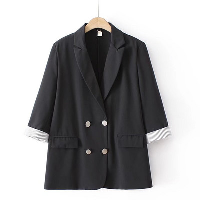 Liela izmēra sieviešu uzvalka jaka pavasara un rudens plānas daļas uzvalks apkakles atloks ar septiņu punktu piedurknēm jaka XL-4XL