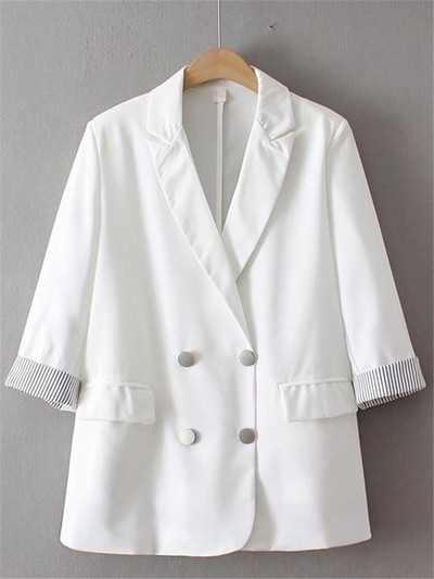 Jachetă de costum pentru femei de mărime mare, primăvară și toamnă, cu secțiune subțire, guler, rever, cardigan cu mâneci în șapte puncte, XL-4XL