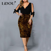 Vasaras rudens seksīga lielizmēra fliteriem vakara ballīšu kleitas Sieviešu dobas Eleganta modes zīmuļkleita Lielizmēra Vestido