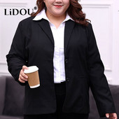 Rudens ziemas modes temperamenta vienkrāsains lielizmēra biroja uzvalks sievietēm ar garām piedurknēm, vienkārša poga, elegants mētelis sievietēm