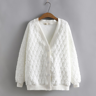 Liels sieviešu rudens un ziemas stila slaids dimanta režģa kokvilnas Plus Size slinks jakas mētelis