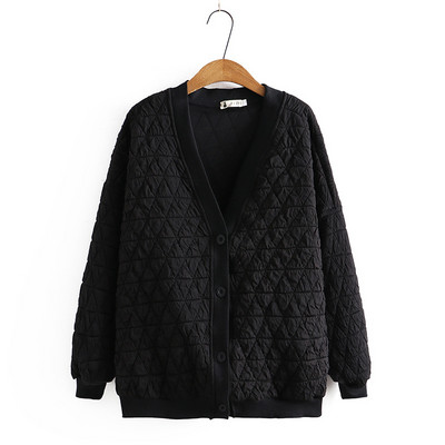 Liels sieviešu rudens un ziemas stila slaids dimanta režģa kokvilnas Plus Size slinks jakas mētelis