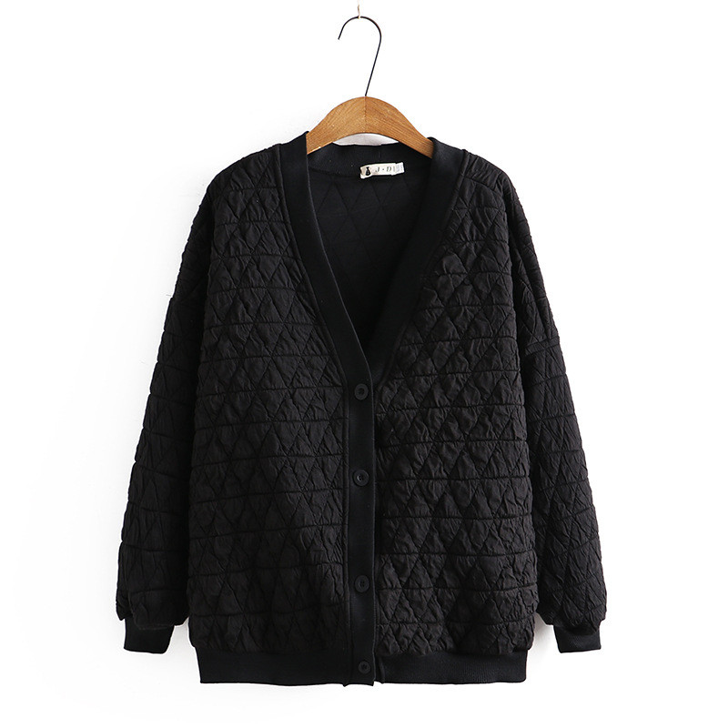 Liels sieviešu rudens un ziemas stila slaids dimanta režģa kokvilnas Plus Size slinks jakas mētelis