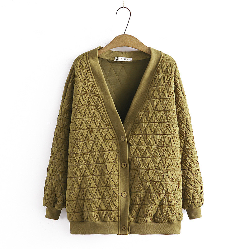 Liels sieviešu rudens un ziemas stila slaids dimanta režģa kokvilnas Plus Size slinks jakas mētelis