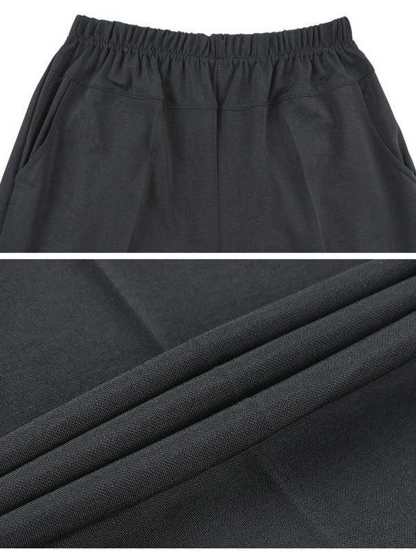 Vasaras sieviešu plānas apgrieztas bikses Jaunas elastīgas ar augstu vidukli taisnas bikses dobas brīvas pusmūža sieviešu ikdienas bikses 8XL