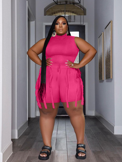 Divdaļīgs sieviešu sporta tērpu komplekts bez piedurknēm, seksīgi šortu komplekts pušķu tīkliņa lielizmēra atbilstības komplekti Vairumtirdzniecība Dropshipping