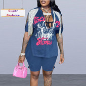 XL-5XL Dvodijelni kompleti veće veličine Ženska odjeća Ljeto 2022. Duboki V izrez Vilica s kićankama Modna seksi kratka odijela na veliko