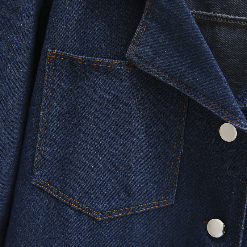 Liela izmēra džinsu jaka sievietēm 2023. gada pavasaris, vasara, pielāgota apkakle, džinsa mētelis, brīvs virsdrēbes, liela izmēra, izliektas drēbes S6-5625