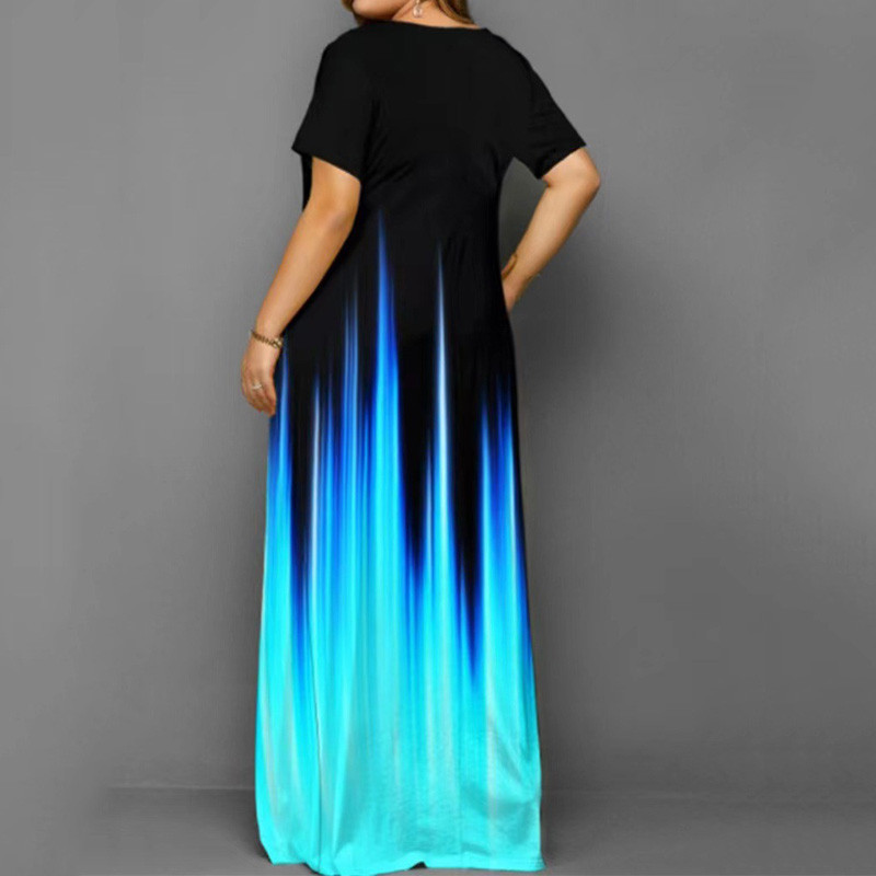 Vasaras rudens gradienta krāsa, doba, liela izmēra, liela izmēra kleita sievietēm ar īsām piedurknēm gadījuma eleganta mode, eleganta Vestidos De Fiesta