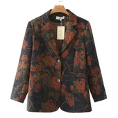 4XL Liela izmēra uzvalka jaka sievietēm 2023. gada pavasara vasarā plāns zīda mētelis ar garām piedurknēm ziedu žakete Virsdrēbes.