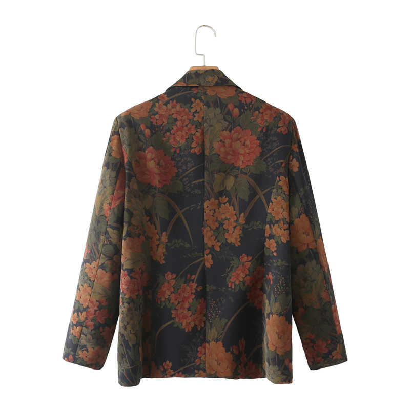 4XL Liela izmēra uzvalka jaka sievietēm 2023. gada pavasara vasarā plāns zīda mētelis ar garām piedurknēm ziedu žakete Virsdrēbes.