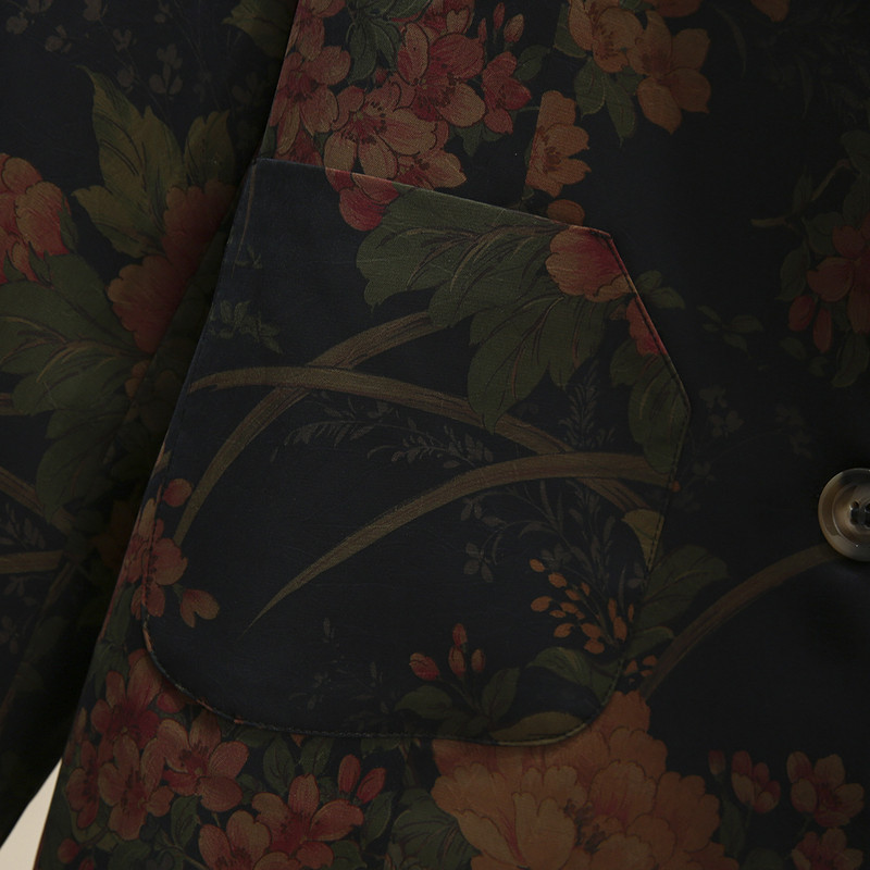 4XL Liela izmēra uzvalka jaka sievietēm 2023. gada pavasara vasarā plāns zīda mētelis ar garām piedurknēm ziedu žakete Virsdrēbes.