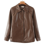 PU Δερμάτινο μπουφάν Plus Size Γυναικεία Ρούχα Φαρδιά Εφαρμογή Πορτοπέτο Casual Μασίφ Ασύμμετρο Μήκος Φθινοπωρινά μακρυμάνικα