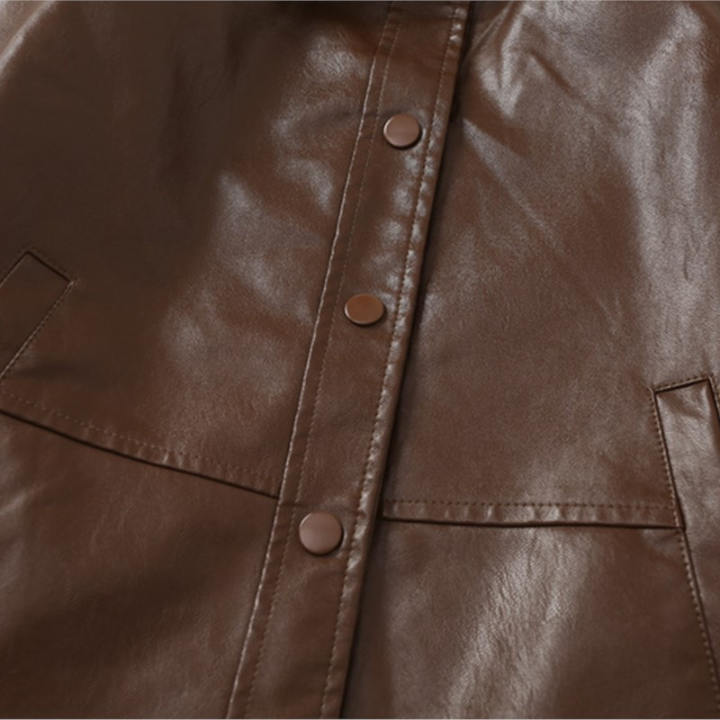 PU Δερμάτινο μπουφάν Plus Size Γυναικεία Ρούχα Φαρδιά Εφαρμογή Πορτοπέτο Casual Μασίφ Ασύμμετρο Μήκος Φθινοπωρινά μακρυμάνικα