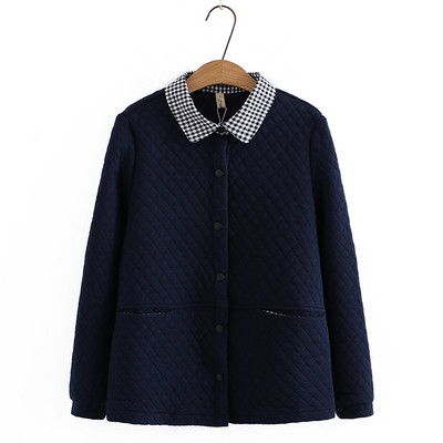 4XL rudens ziemas stepēta jaka liela izmēra sieviešu apģērbi ar vienrindu atloku Argyle silti virsdrēbes