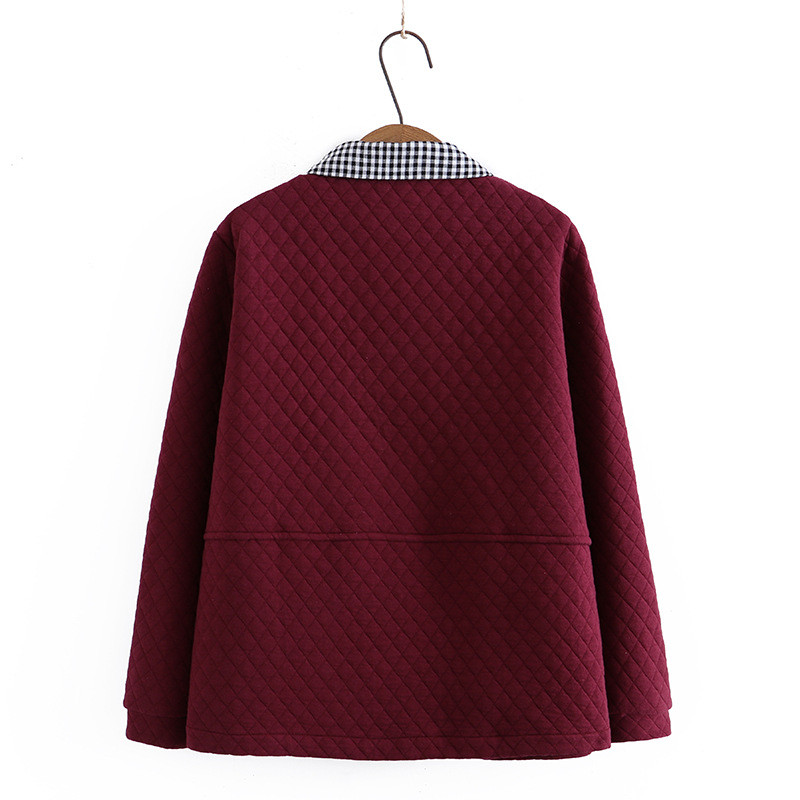 4XL rudens ziemas stepēta jaka liela izmēra sieviešu apģērbi ar vienrindu atloku Argyle silti virsdrēbes
