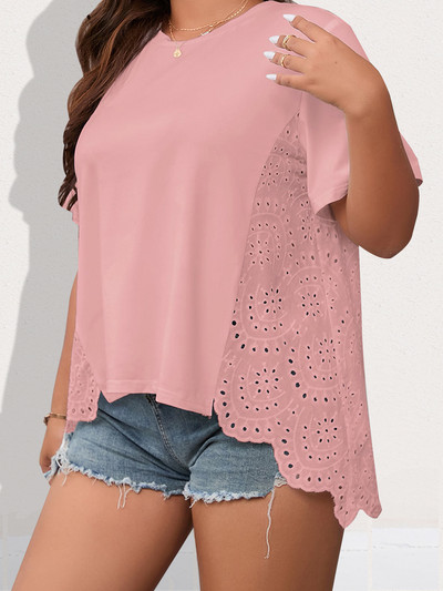 Finjani balti T-krekli Lielizmēra Topi Sieviešu apģērbi 2022. gada vasara, jauna izgriezuma mugura ar izšuvumu