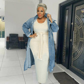 Liela izmēra apģērbi Sieviešu virsdrēbes Ikdienišķs plēsts džinsa mētelis Ikdienas džinsi Mētelis Sieviešu rudens apģērbi Vairumtirdzniecība Dropshipping