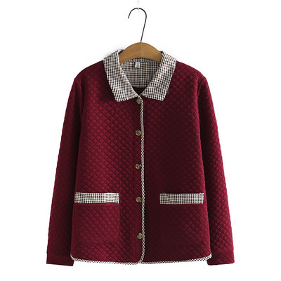 Liela izmēra jaka, 4xl sieviešu apģērbi, kokvilnas rūtaini, nolaižami apkakles mētelis, ikdienas apģērbs ar garām piedurknēm Argyle virsdrēbes 2022. gada rudens