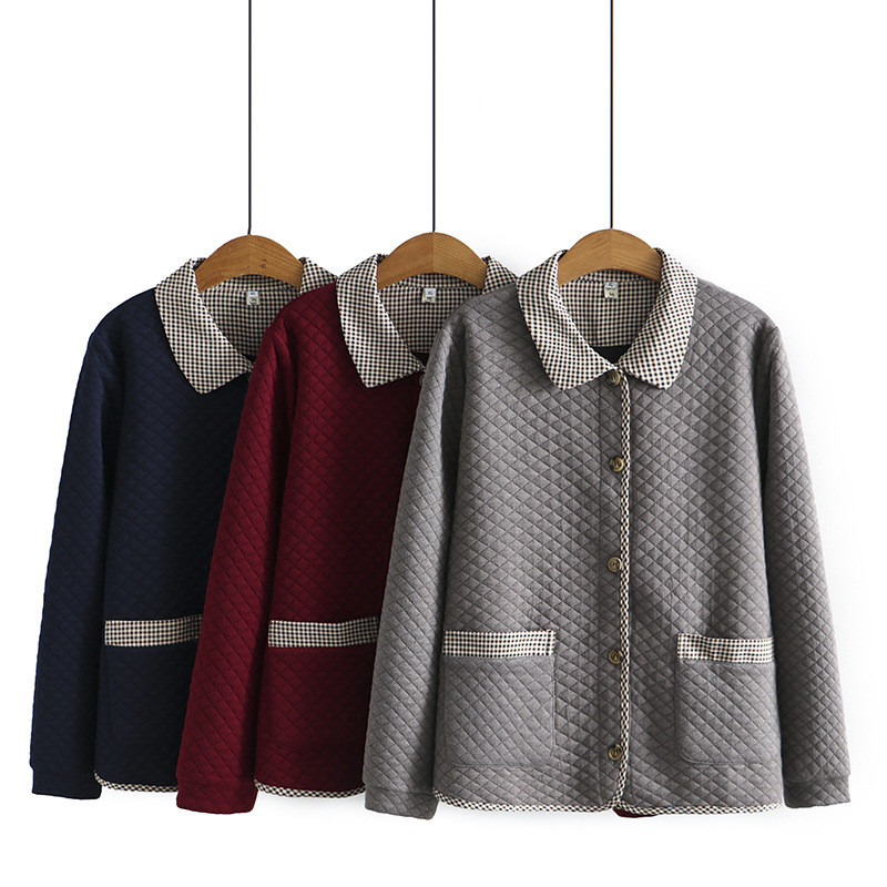 Liela izmēra jaka, 4xl sieviešu apģērbi, kokvilnas rūtaini, nolaižami apkakles mētelis, ikdienas apģērbs ar garām piedurknēm Argyle virsdrēbes 2022. gada rudens