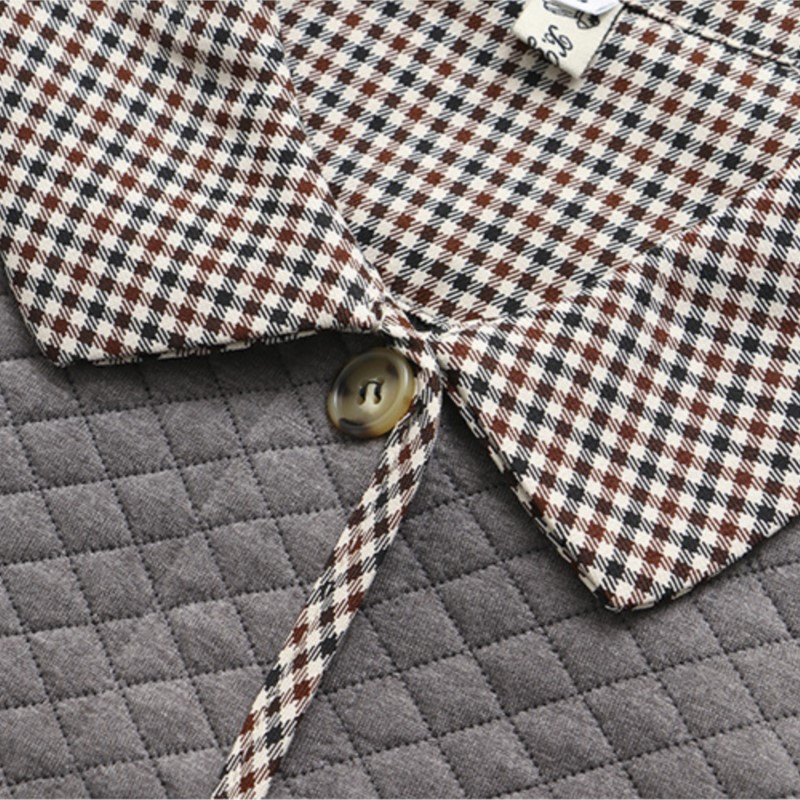 Liela izmēra jaka, 4xl sieviešu apģērbi, kokvilnas rūtaini, nolaižami apkakles mētelis, ikdienas apģērbs ar garām piedurknēm Argyle virsdrēbes 2022. gada rudens
