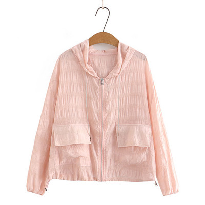 Liela izmēra jaka sievietēm 2023. gada pavasara vasara ar kapuci, īss saules aizsargmētelis, brīvs virsdrēbes, liela izmēra, izliektas drēbes S74-1115