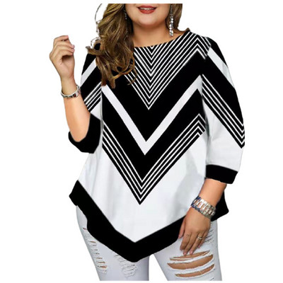 Didelis dydis 5XL Moteriški marškinėliai Sprint Rudens gėlėmis Laisvi marškiniai Viršutinė gatvių apranga Kasdieniai netaisyklingi moteriški didelio dydžio marškinėliai