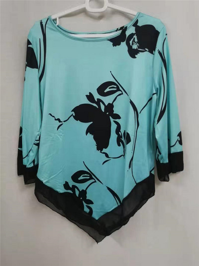 Didelis dydis 5XL Moteriški marškinėliai Sprint Rudens gėlėmis Laisvi marškiniai Viršutinė gatvių apranga Kasdieniai netaisyklingi moteriški didelio dydžio marškinėliai