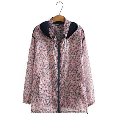 2022. gada vasaras ziedu sauļošanās krēms liels sieviešu, garām piedurknēm ar kapuci, brīvs Plus Size caurspīdīgs mētelis 4XL 5XL 6xl