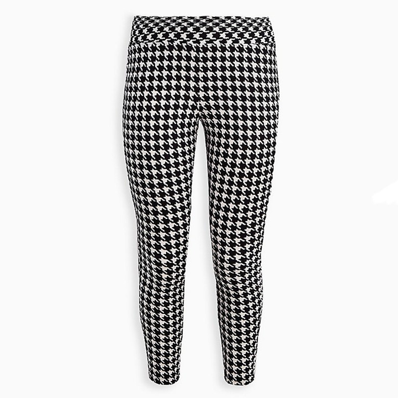 Liela izmēra Houndstooth Print Vasaras Pavasara Legingi Sievietēm ar augstu elastīgu vidukli šauras zīmuļu bikses Sieviešu liela izmēra Capri 7XL 8XL