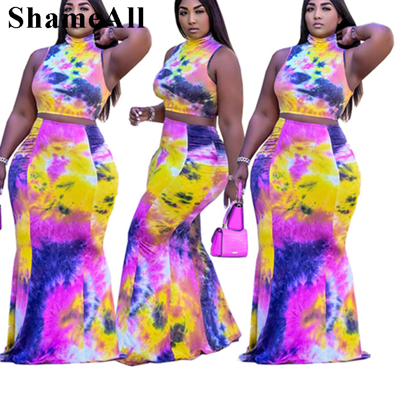 Liela izmēra kaklasaites krāsotas kleitas, apgrieztas, 2 daļiņas, komplekti, 4 XL, vasaras seksīgi svārki, gari bodi, svārki, kostīmi, kluba tērpi, pārsēji, svārki