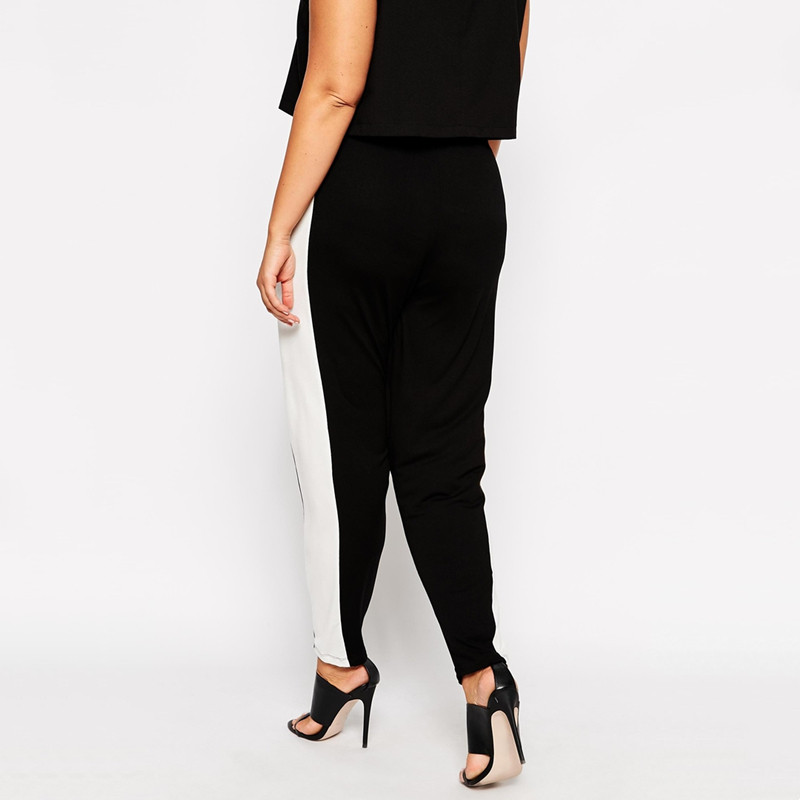 Liela izmēra elastīgas jostasvietas ikdienišķas taisnas kājas bikses sievietēm melnbaltas kroku frotē zīmulis sporta bikses sievietēm liela izmēra 6XL