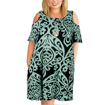 Summer Flower Print Plus Size Φαρδύ φόρεμα Γυναικείο κοντό μανίκι Casual Off Shoulder Oversized Vestidos De Fiesta Chic Robe Femme