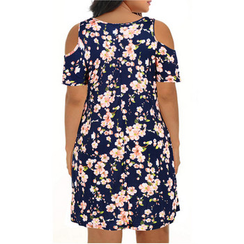 Summer Flower Print Plus Size Φαρδύ φόρεμα Γυναικείο κοντό μανίκι Casual Off Shoulder Oversized Vestidos De Fiesta Chic Robe Femme